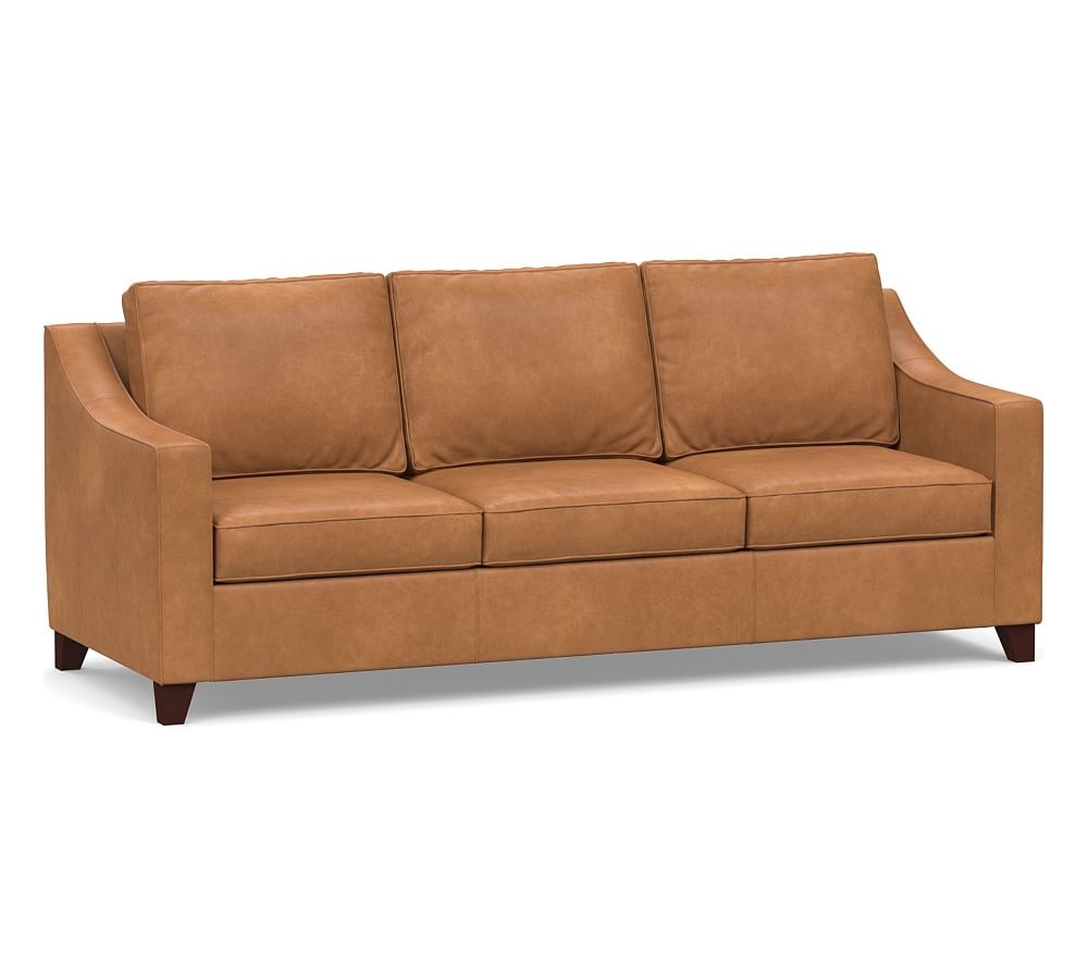 Cameron Slope Arm Leather Grand Sofa 97", Polyester Wrapped Cushions, Churchfield Camel - Image 0