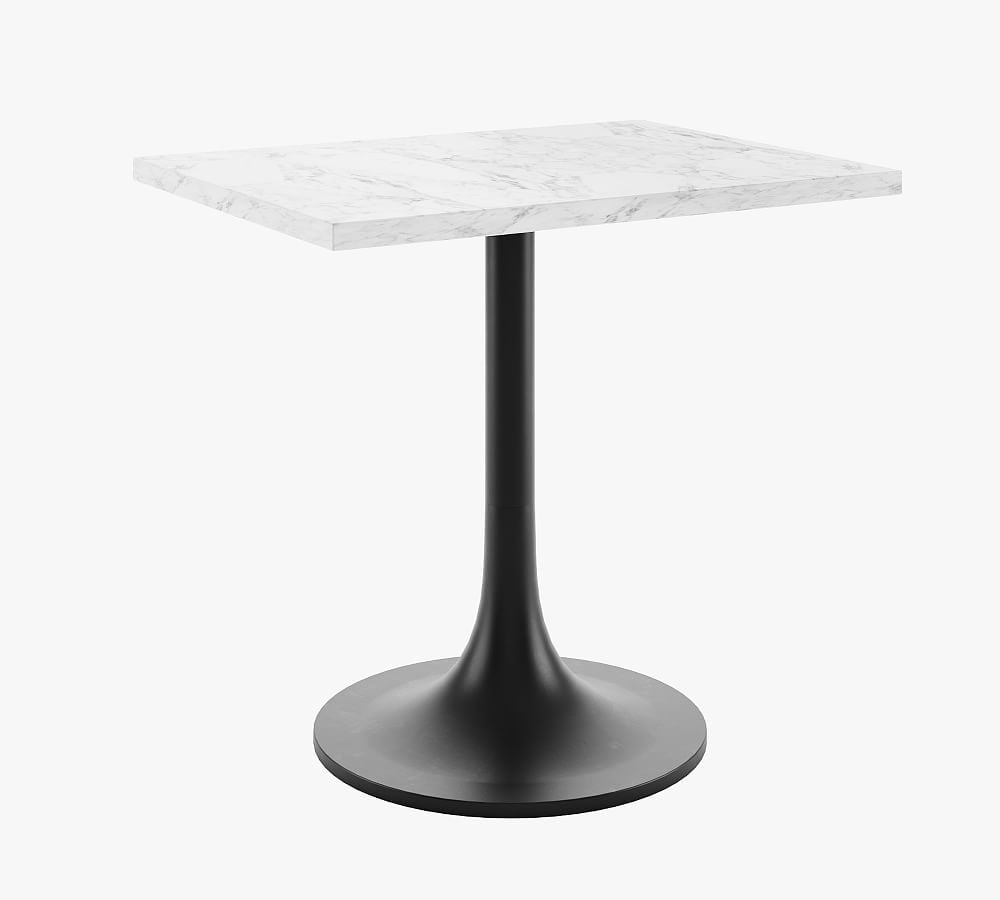 24"x32" Rectangle Pedestal Dining Table, Marble Top, Tulip Base - Image 0