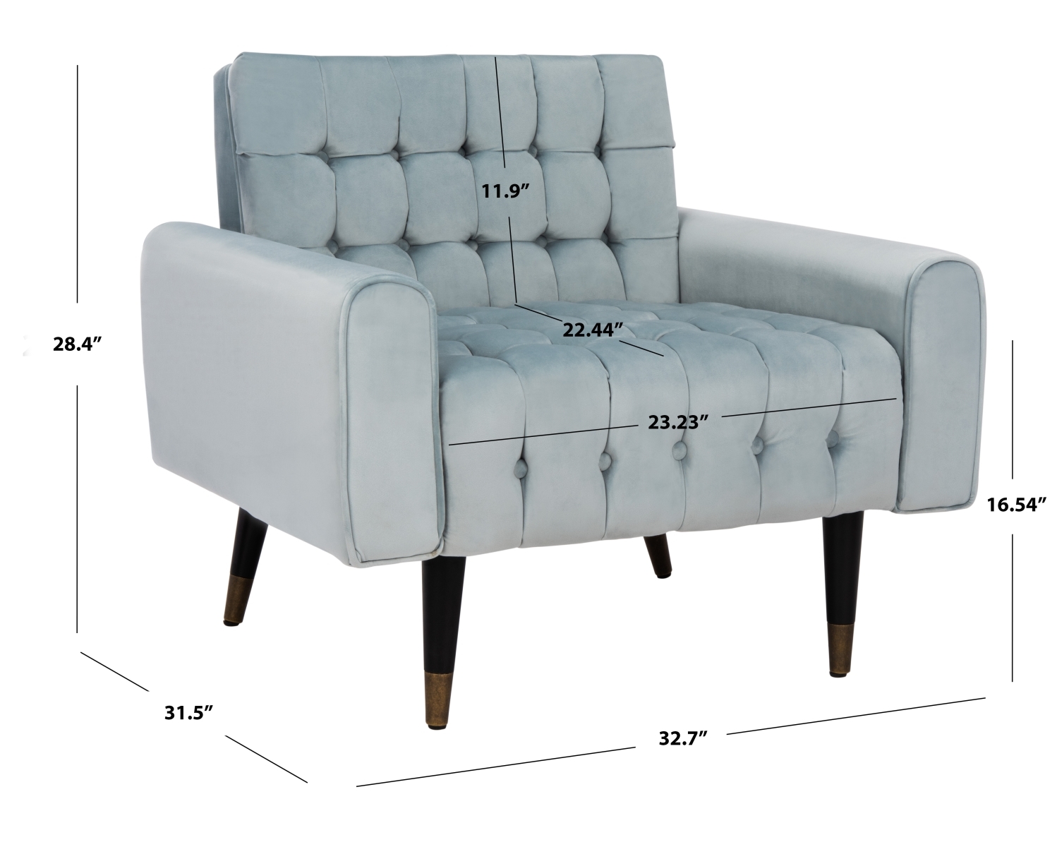 Amaris Tufted Accent Chair - Slate Blue / Black - Safavieh - Image 9