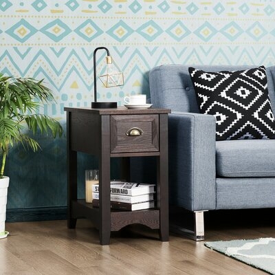 Contemporary Chair Side End Table Compact Table With Drawer Nightstand - Image 0