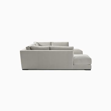 Dalton Sectional Set 24: LA Terminal Chaise, Armless Double, RA Terminal Chaise, Down, Chenille Tweed, Frost Gray, Black - Image 3