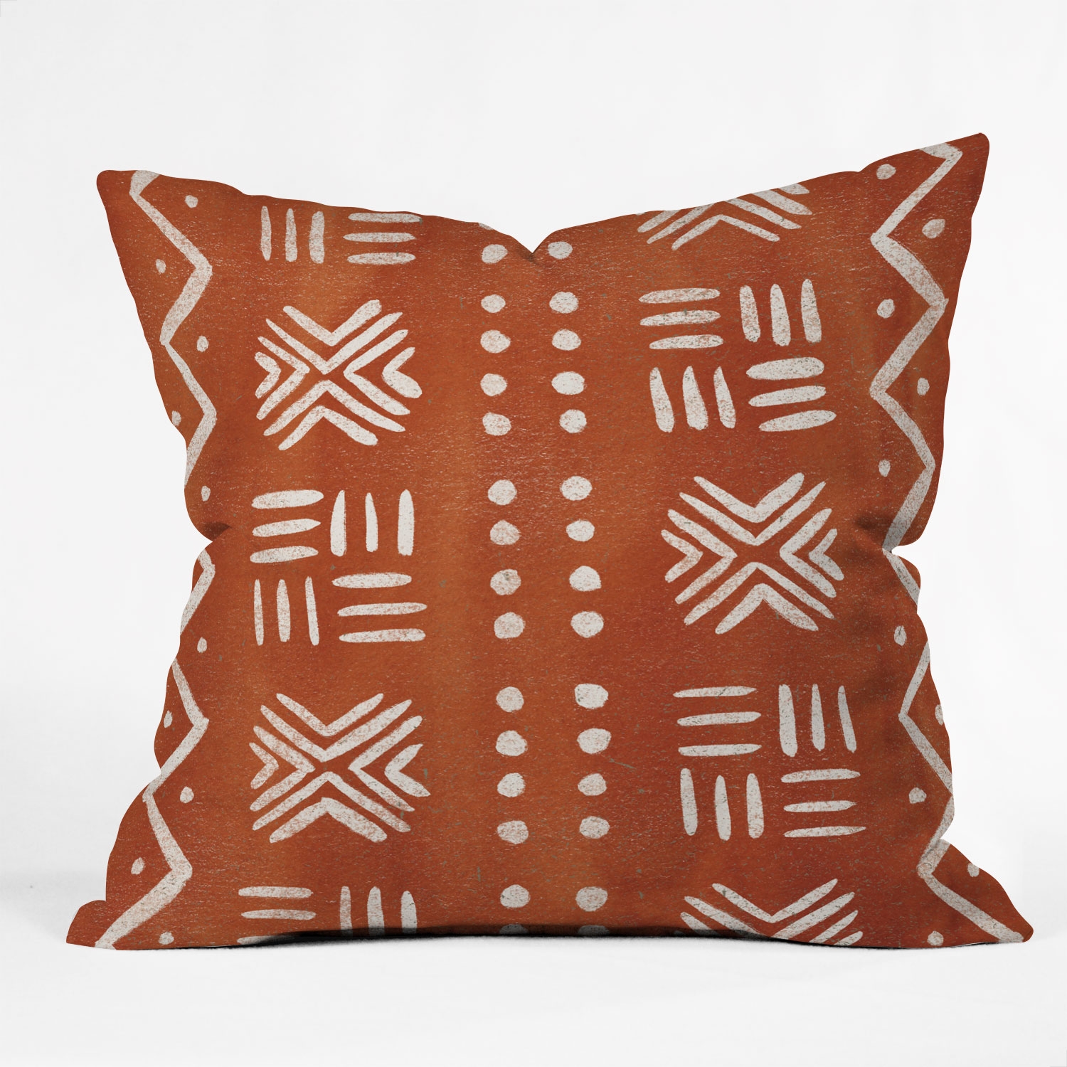 Mud Cloth Rust by Pauline Stanley - Outdoor Throw Pillow 20" x 20" - Image 0