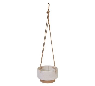 Claire White Speckled Ceramic Hanging Planter - Image 0