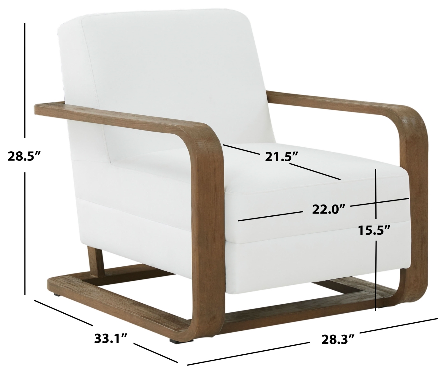 Jayshaw Wood Frame Accent Chair - White/Brown - Image 5