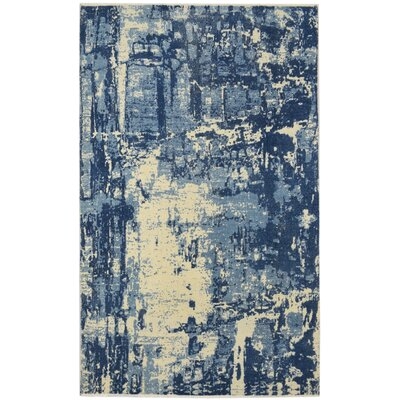 One-of-a-Kind Hand-Knotted 5' x 8' Wool Area Rug in Blue - Image 0