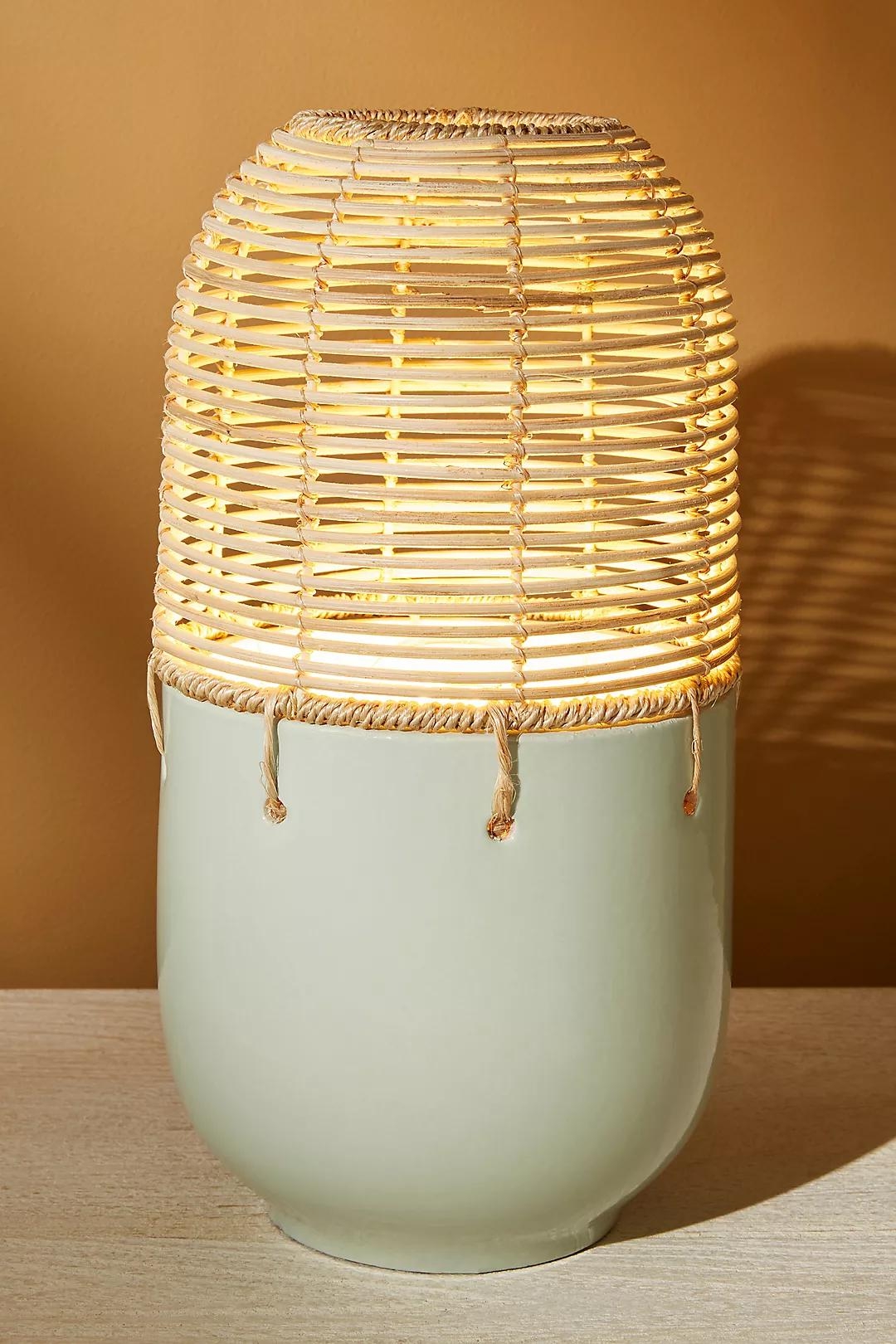 Lucas Rattan Lamp, Mint, Small - Image 0