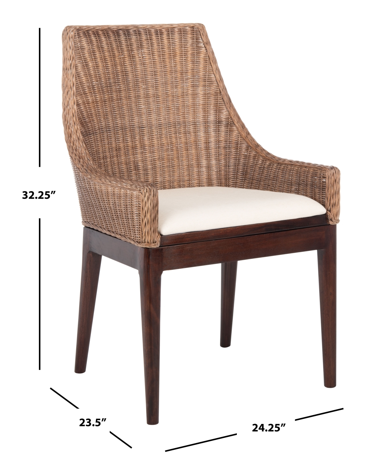 Franco Sloping Chair - Brown / Natural / White - Safavieh - Image 8