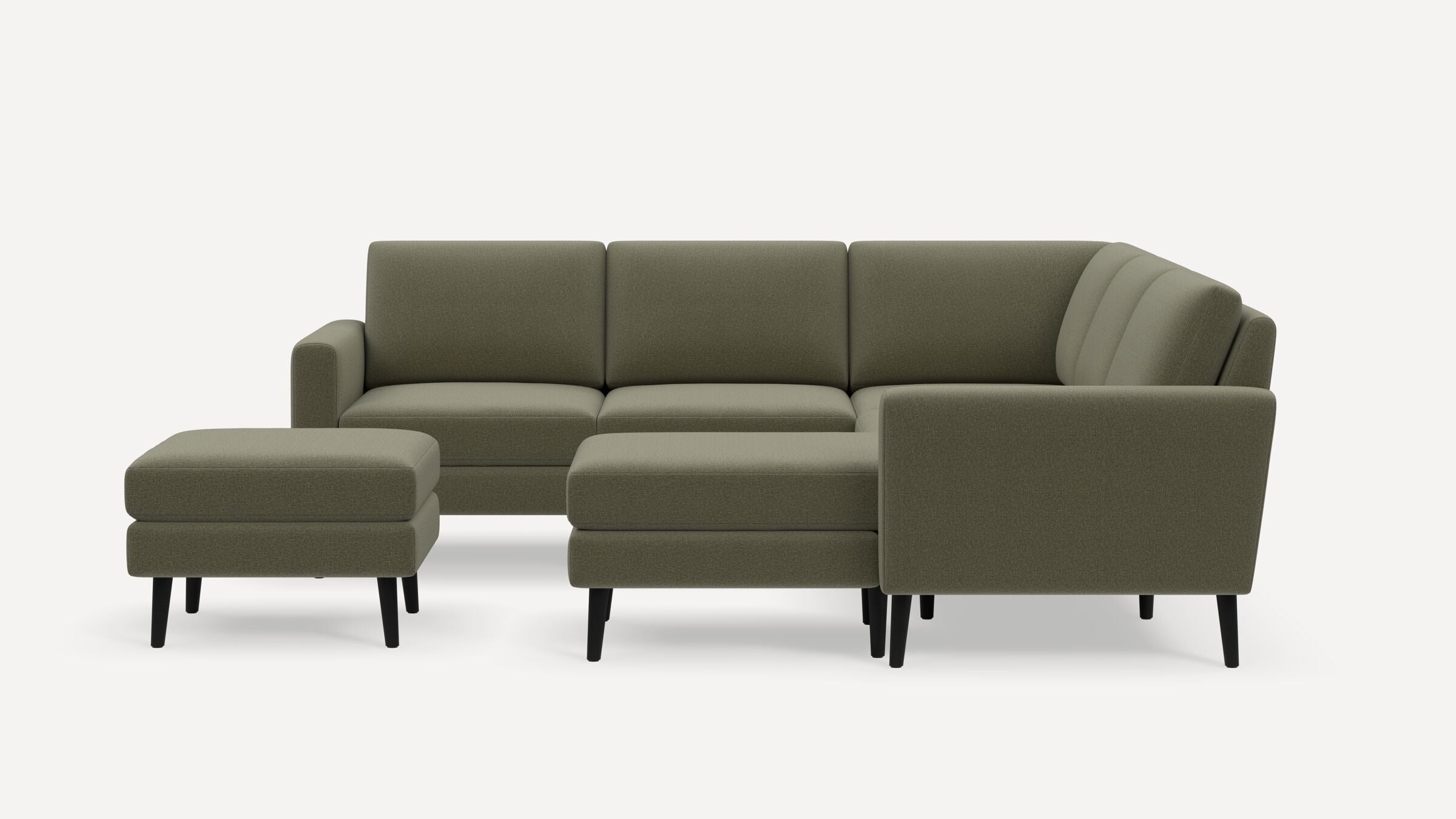 Nomad 5-Seat Corner Sectional with Chaise and Ottoman - Moss Green - Performance Flatweave / Ebony - Wood / Block - Image 0