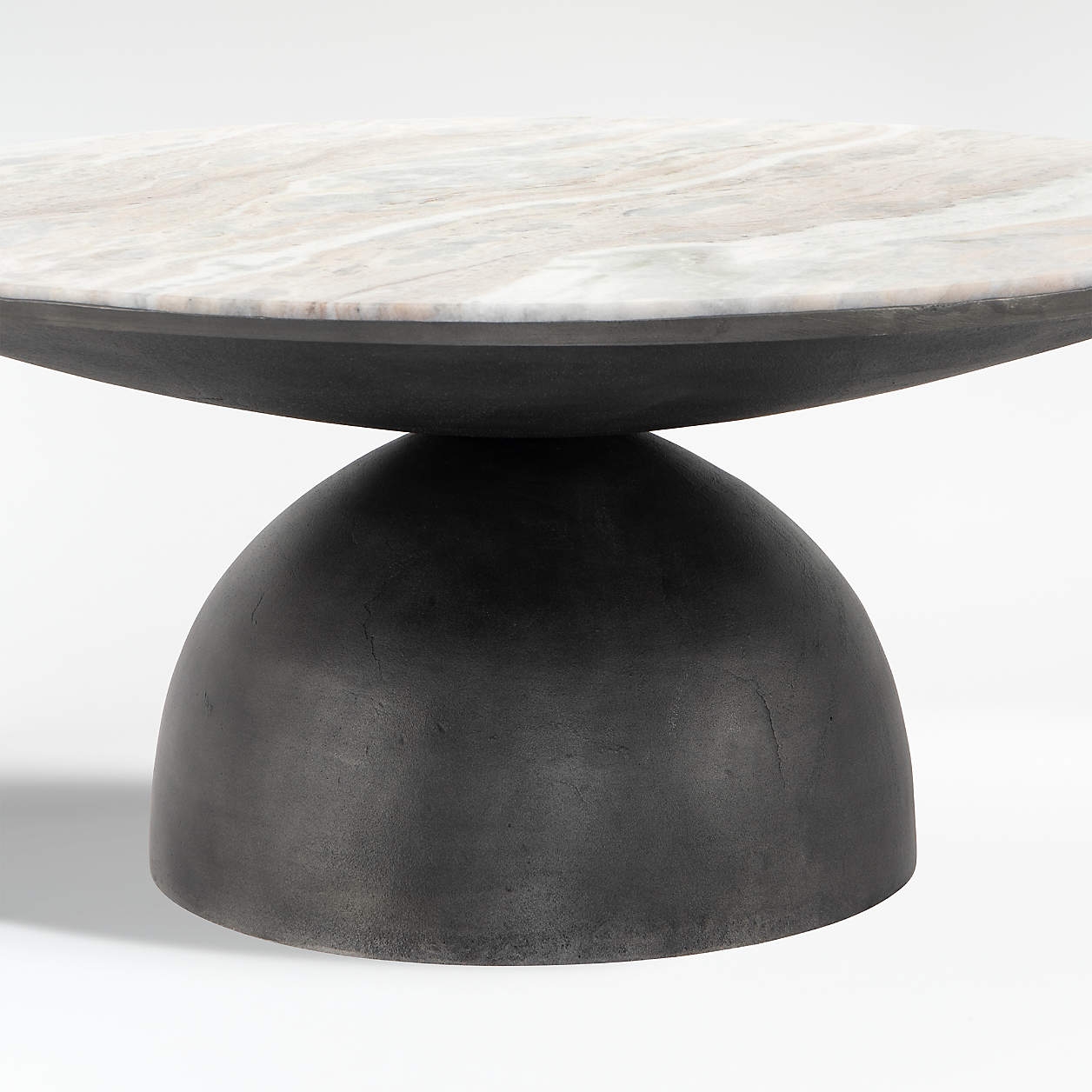 Dev Taupe Marble and Grey Metal 35" Round Coffee Table - Image 1