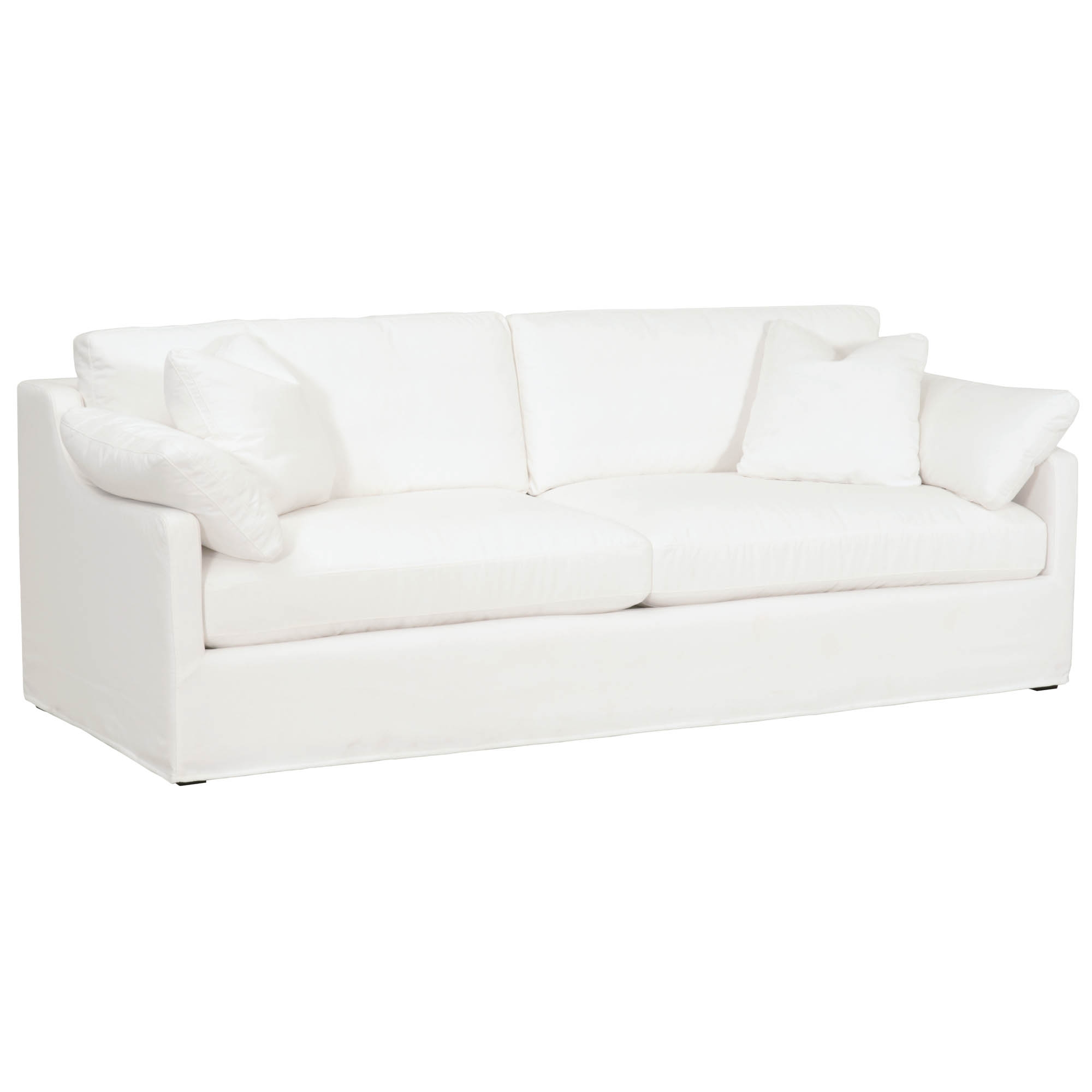 Kona 95" Slope Arm Slipcover Sofa, LiveSmart Peyton-Pearl, Espresso - Image 1