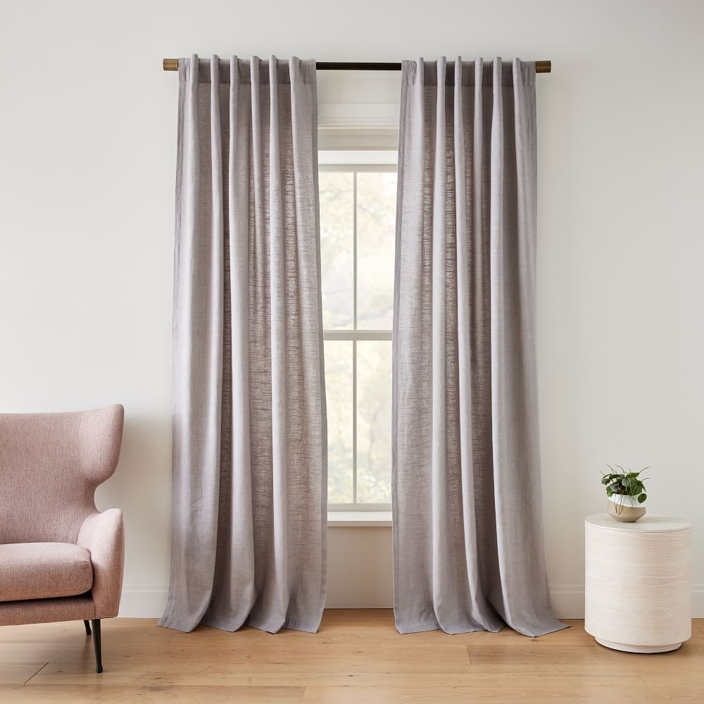Textured Luxe Linen Curtain, Frost Gray, 48"x84" - Image 0