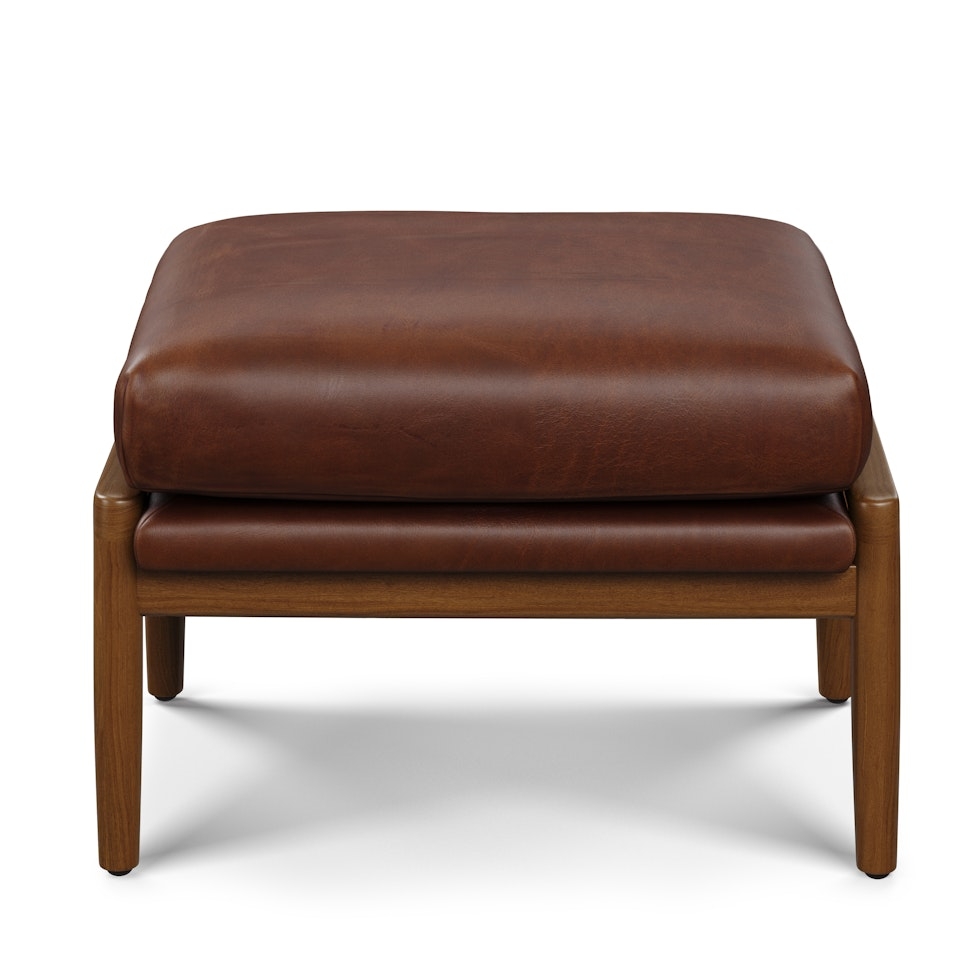 Bavel 25" Leather Ottoman - Indiana Brown - Image 1