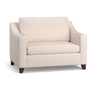 Cameron Slope Arm Upholstered Twin Sleeper Sofa with Air Topper, Polyester Wrapped Cushions, Performance Heathered Basketweave Platinum - Image 1