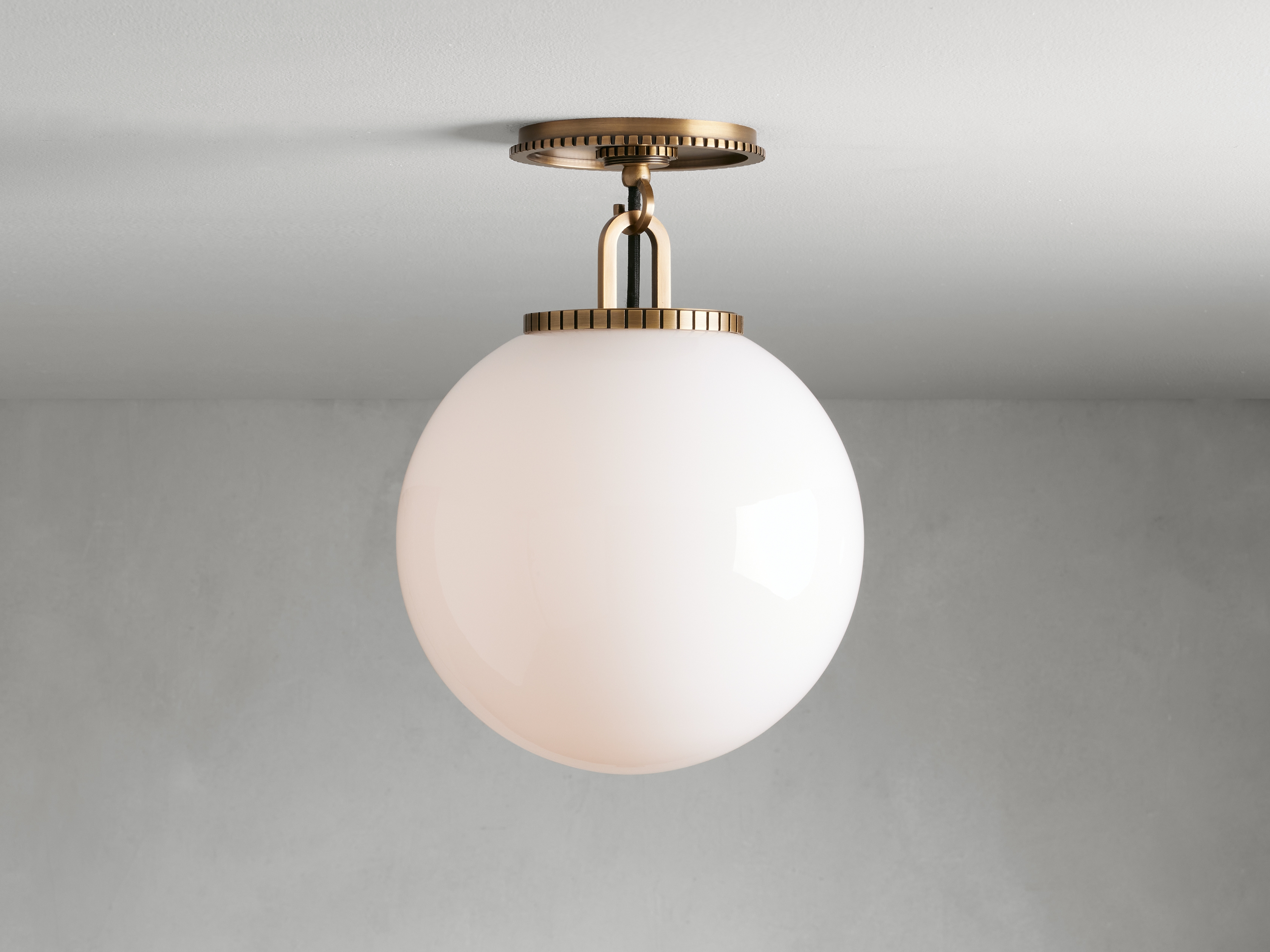 Wescott Globe Flush Mount in Glass Small Brass /Milk - Image 0