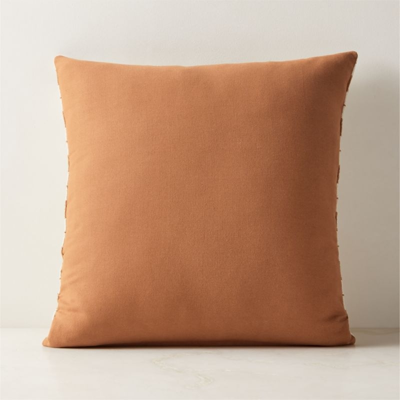 Umara Warm White and Light Brown Cotton Throw Pillow with  Down-Alternative Insert 20"x20" - Image 1