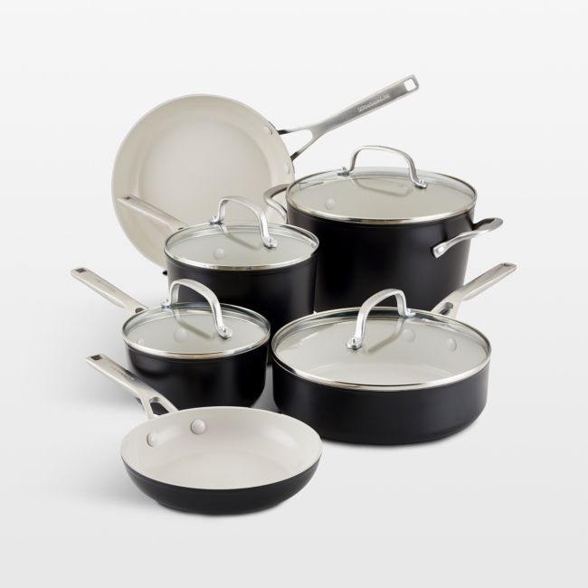KitchenAid ® Matte Black Hard-Anodized Ceramic Non-Stick 10-Piece Cookware Set - Image 0