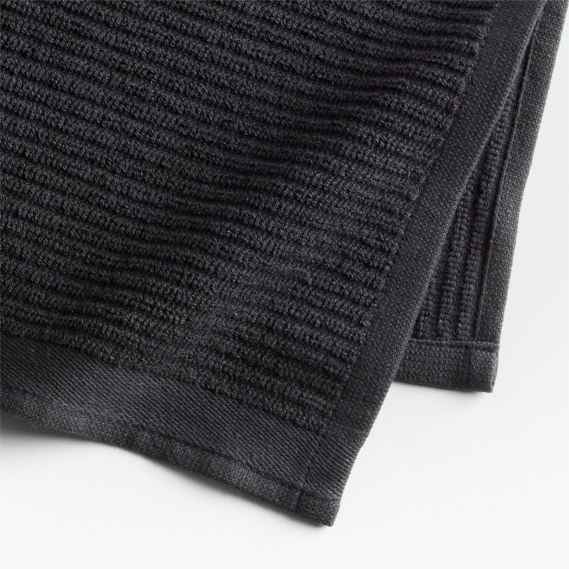 Ribbed Bar Mop Black Organic Cotton Dish Cloths, Set of 4 - Image 1