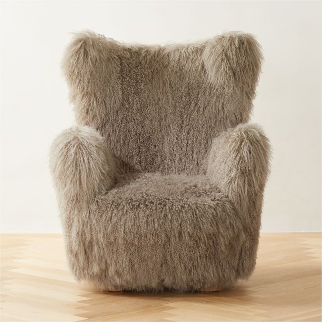 Bozzi Taupe Mongolian Sheepskin Accent Chair - Image 0