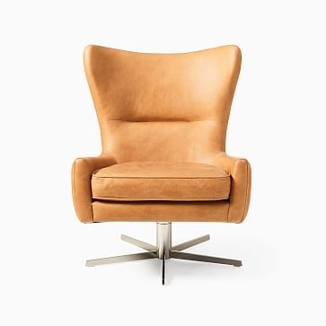 Erik Swivel Chair, Poly, Vegan Leather, Cinder, Polished Nickel - Image 2