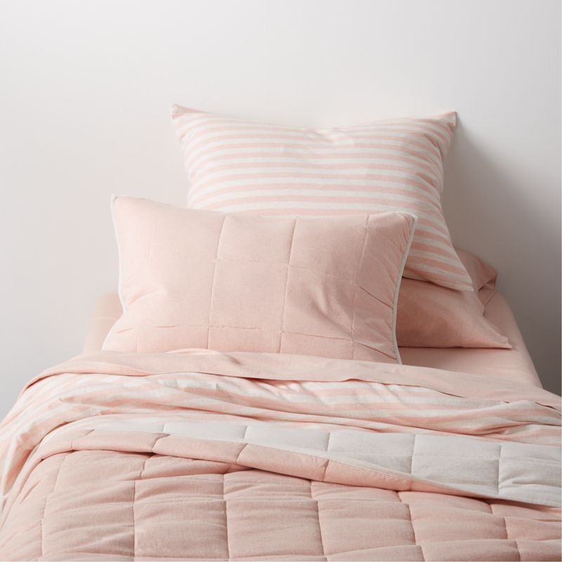 Comfy Tee Pink Reversible Cotton Jersey Kids Pillow Sham - Image 1