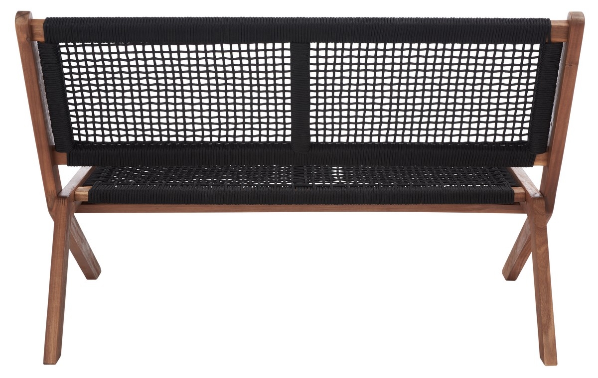 Kobina Outdoor Bench - Natural/Black - Safavieh - Image 7