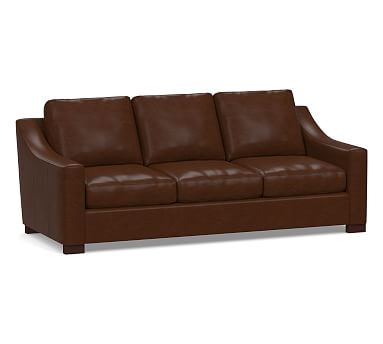 Turner Slope Arm Leather Sofa 3-Seater 85.5", Down Blend Wrapped Cushions, Legacy Chocolate - Image 0