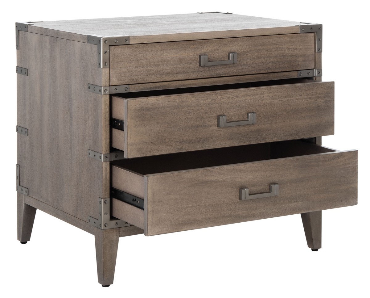 Nisha 3 Drawer Wood Nightstand - Light Brown - Image 7