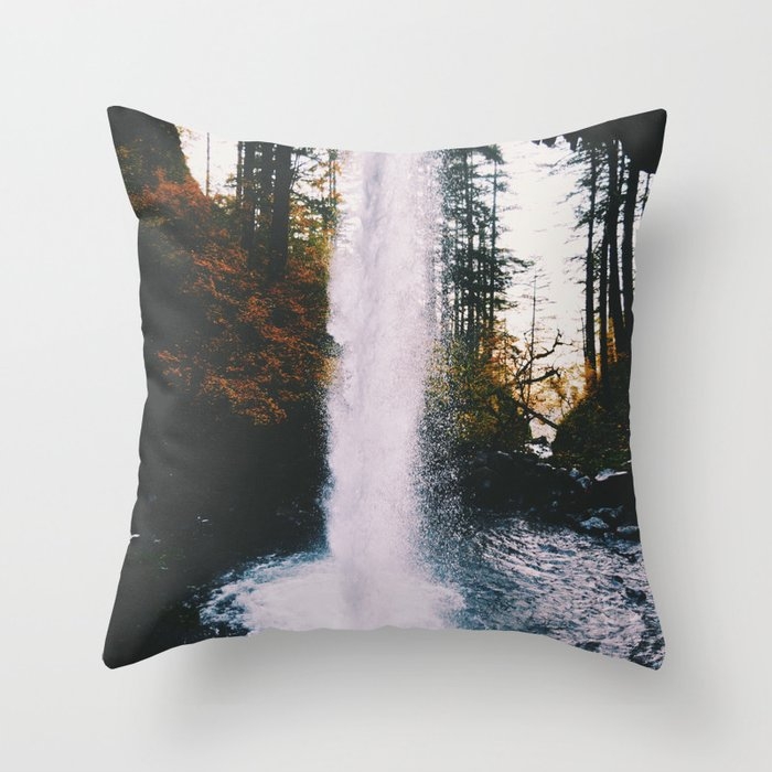 Behind The Falls Throw Pillow by Hannah Kemp - Cover (18" x 18") With Pillow Insert - Indoor Pillow - Image 0