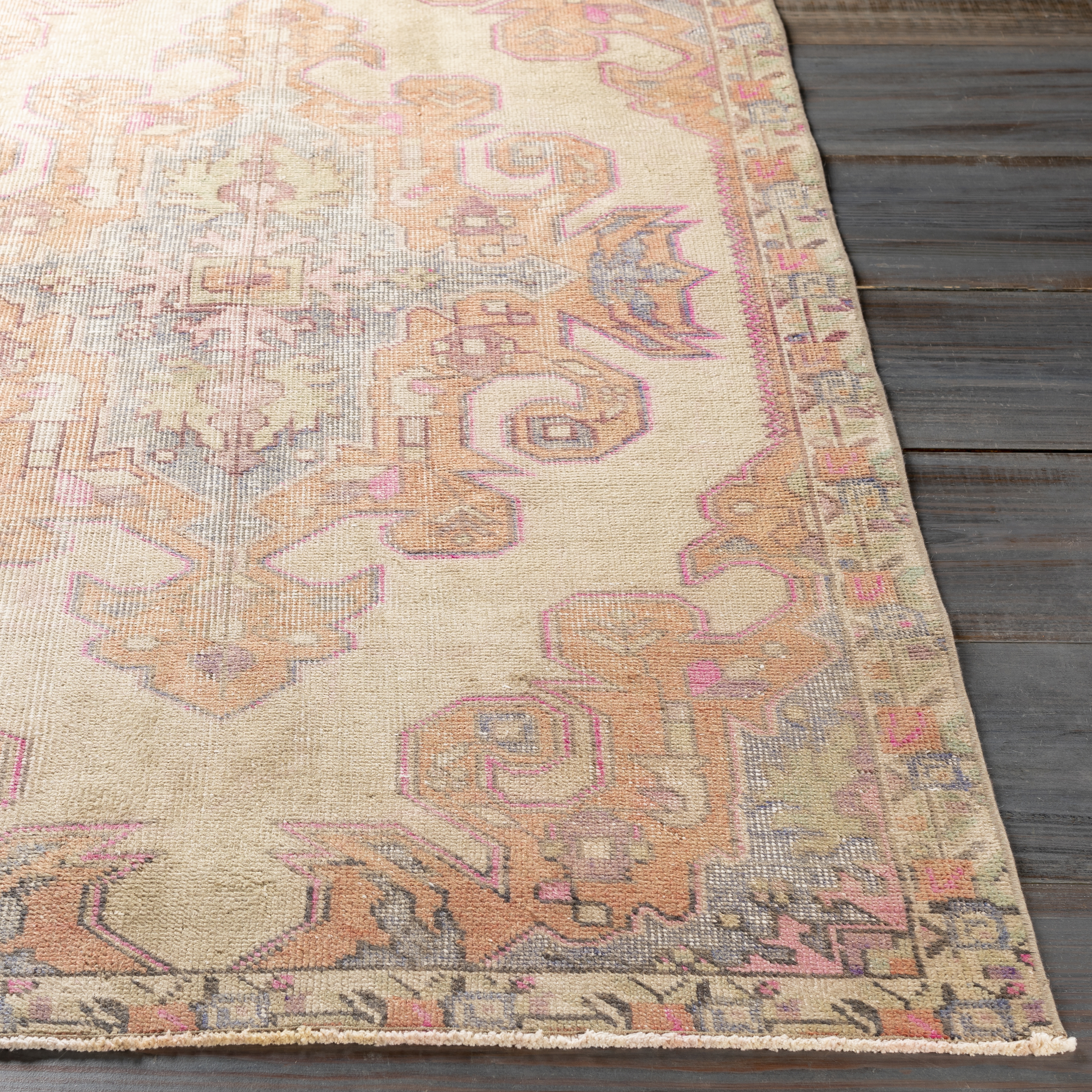 Antique One of a Kind  Indoor 4'3" x 7' Handmade Rug - Image 2