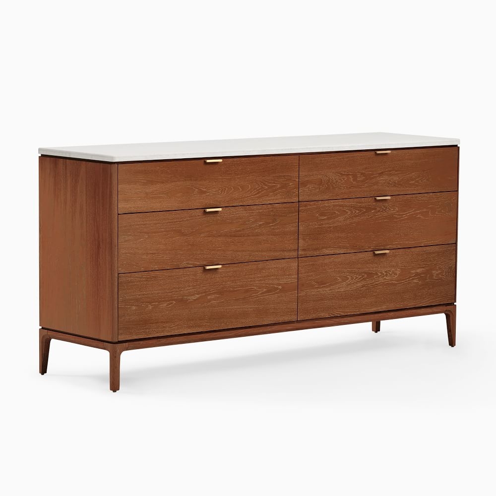 Parker (72") Extra-Wide 6-Drawer Dresser, Cool Walnut - Image 0