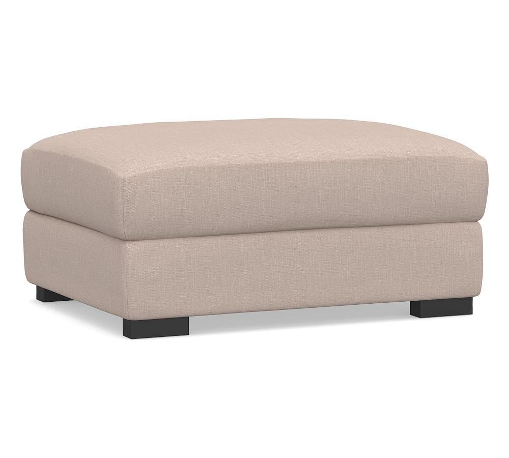 Turner Upholstered Ottoman 31", Polyester Wrapped Cushions, Performance Heathered Tweed Desert - Image 0