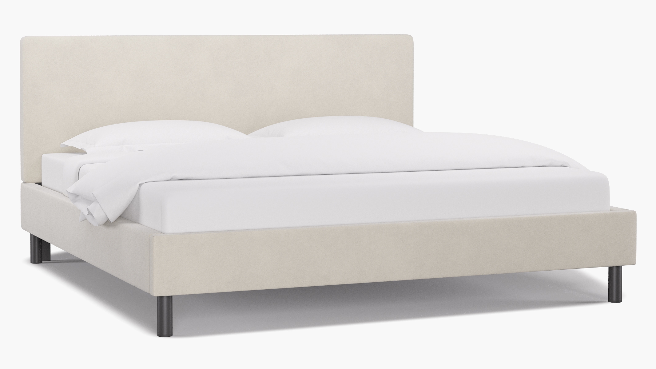 Tailored Platform Bed, White Classic Velvet, King - Image 1