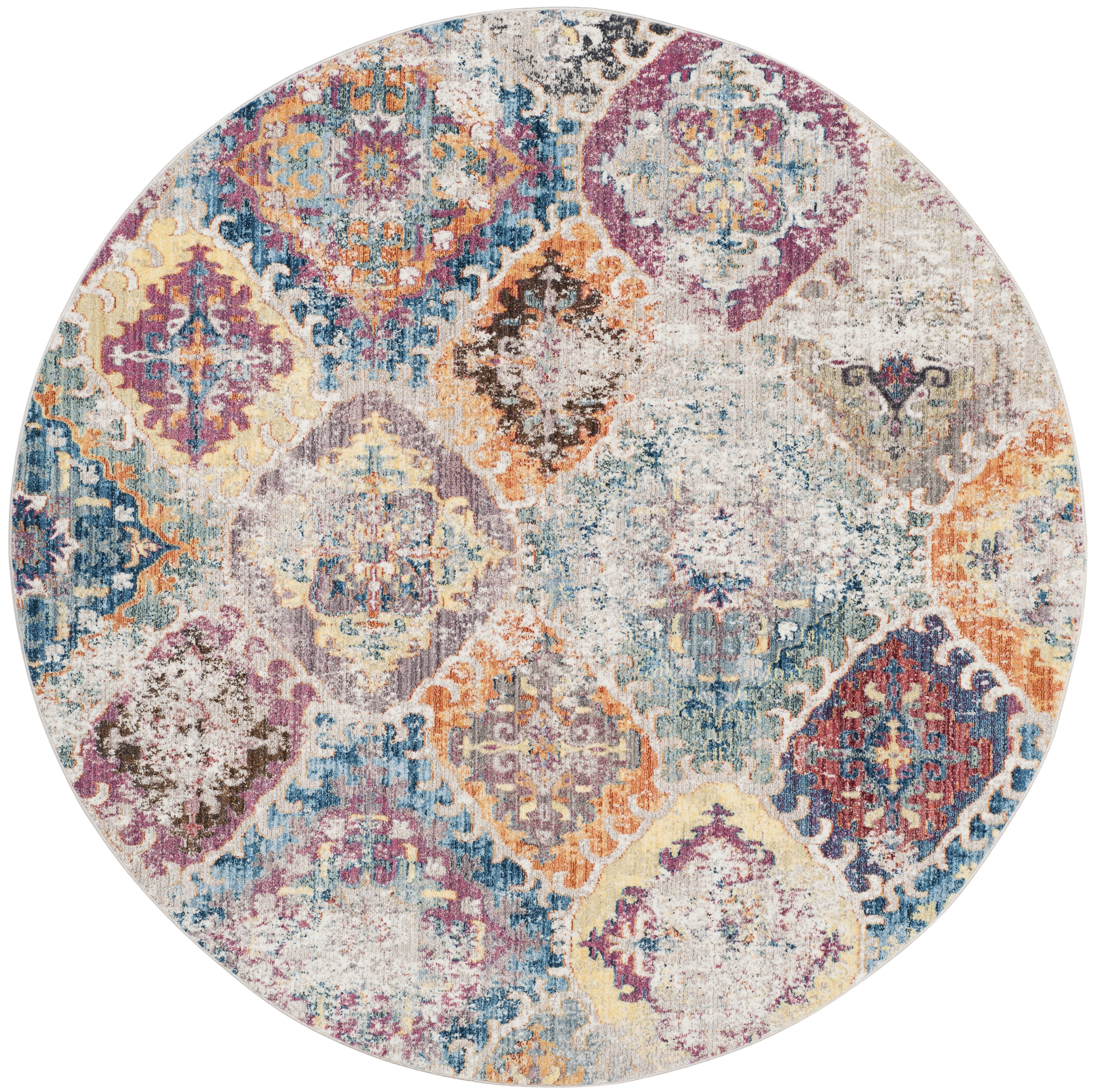 Arlo Home Woven Area Rug, BTL351D, Blue/Light Grey,  7' X 7' Round - Image 0