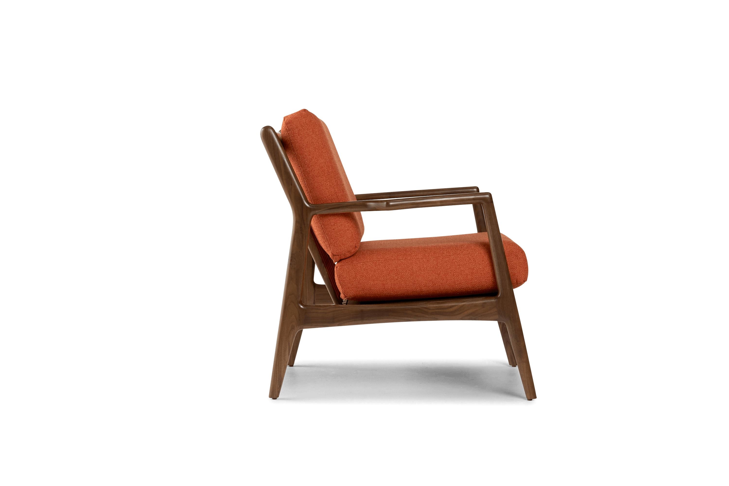 Orange Collins Mid Century Modern Chair - Vibe Sunkist - Walnut - Image 2