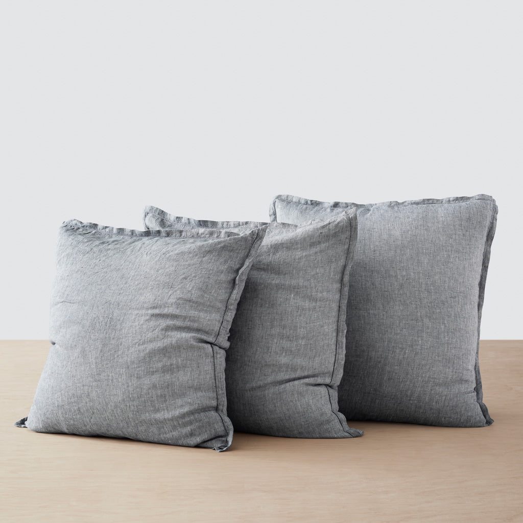 The Citizenry Stonewashed Linen Euro Shams | Indigo Chambray - Image 3