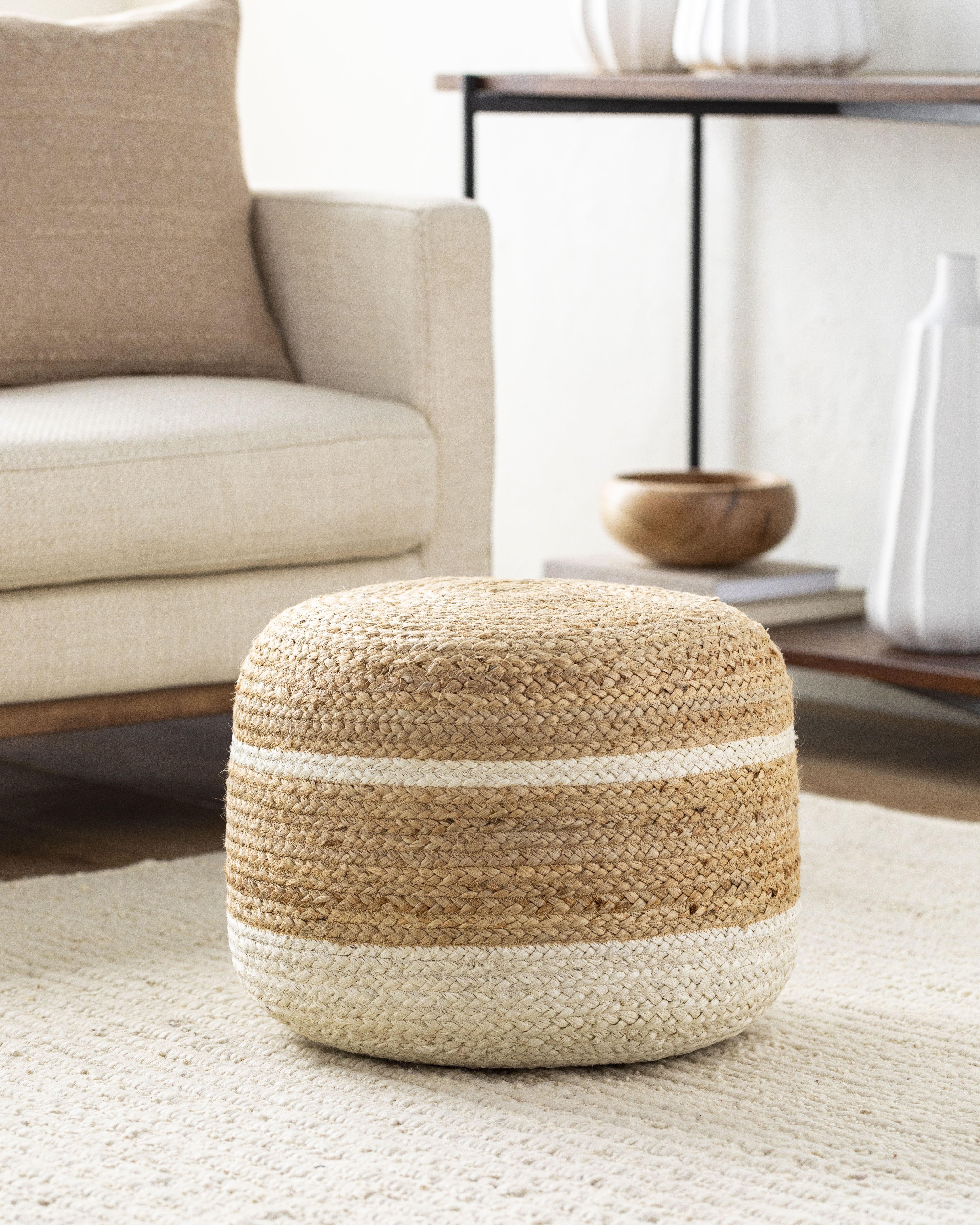 Livabliss Saratov Woven Pouf - Image 1