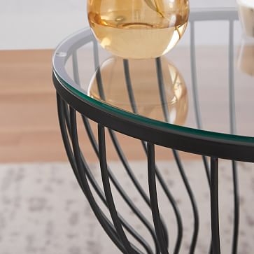 Pillar Glass/Green Gold Round Side Table - Image 4