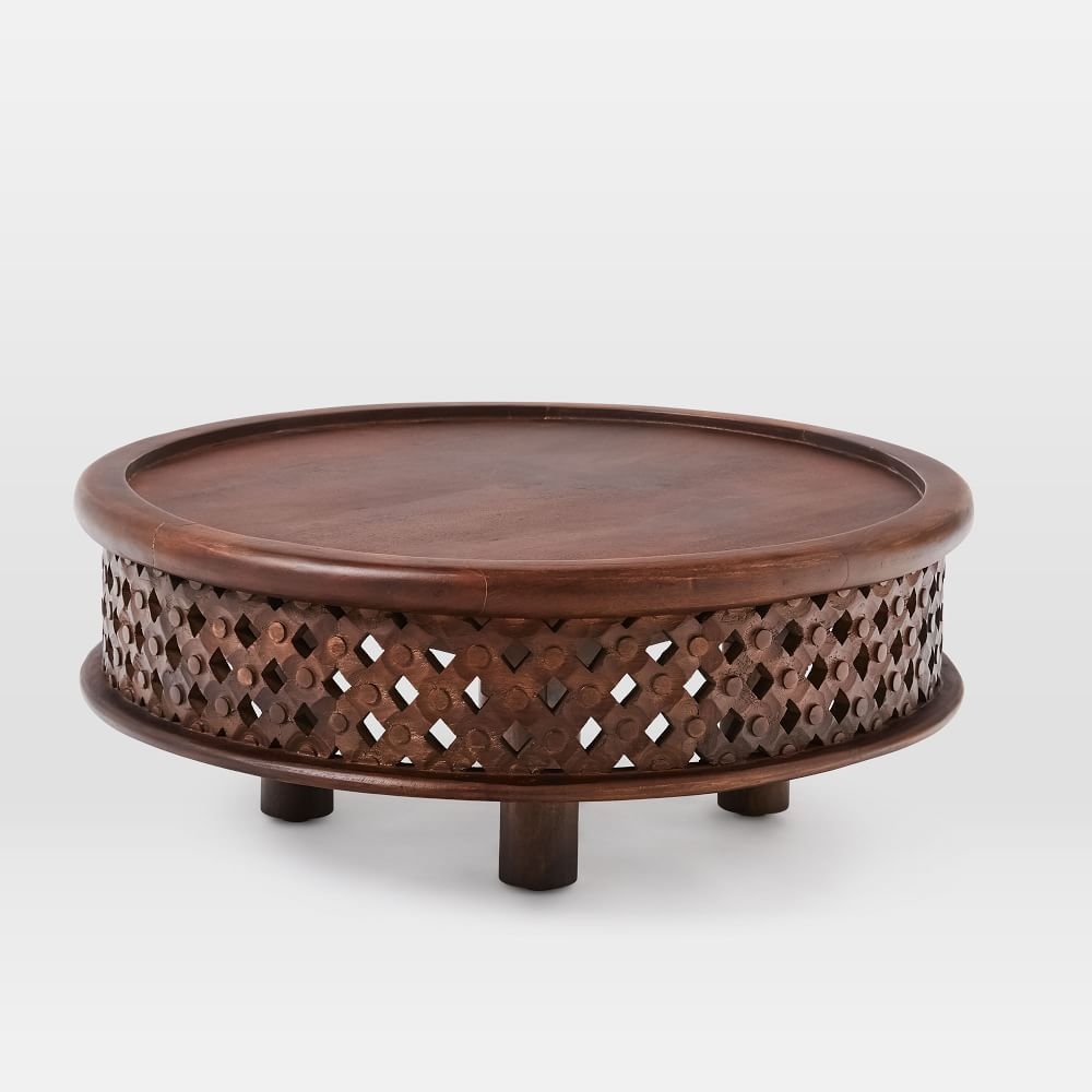 Carved Wood Coffee Table, Cafe - Image 0