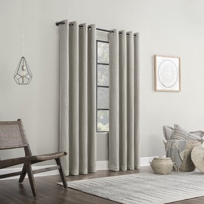 Senora Belgian Waffle Cotton Solid Color Max Blackout Thermal Grommet Single Curtain Panel - Image 0