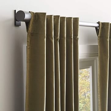 Luster Velvet Curtain, Dark Olive, 48"x84" - Image 2