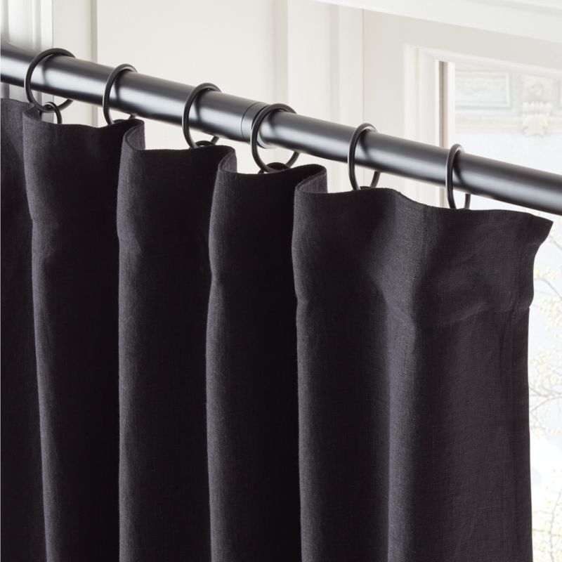 EUROPEAN FLAX™-Certified Linen Black Blackout Window Curtain Panel 48''x108'' - Image 1