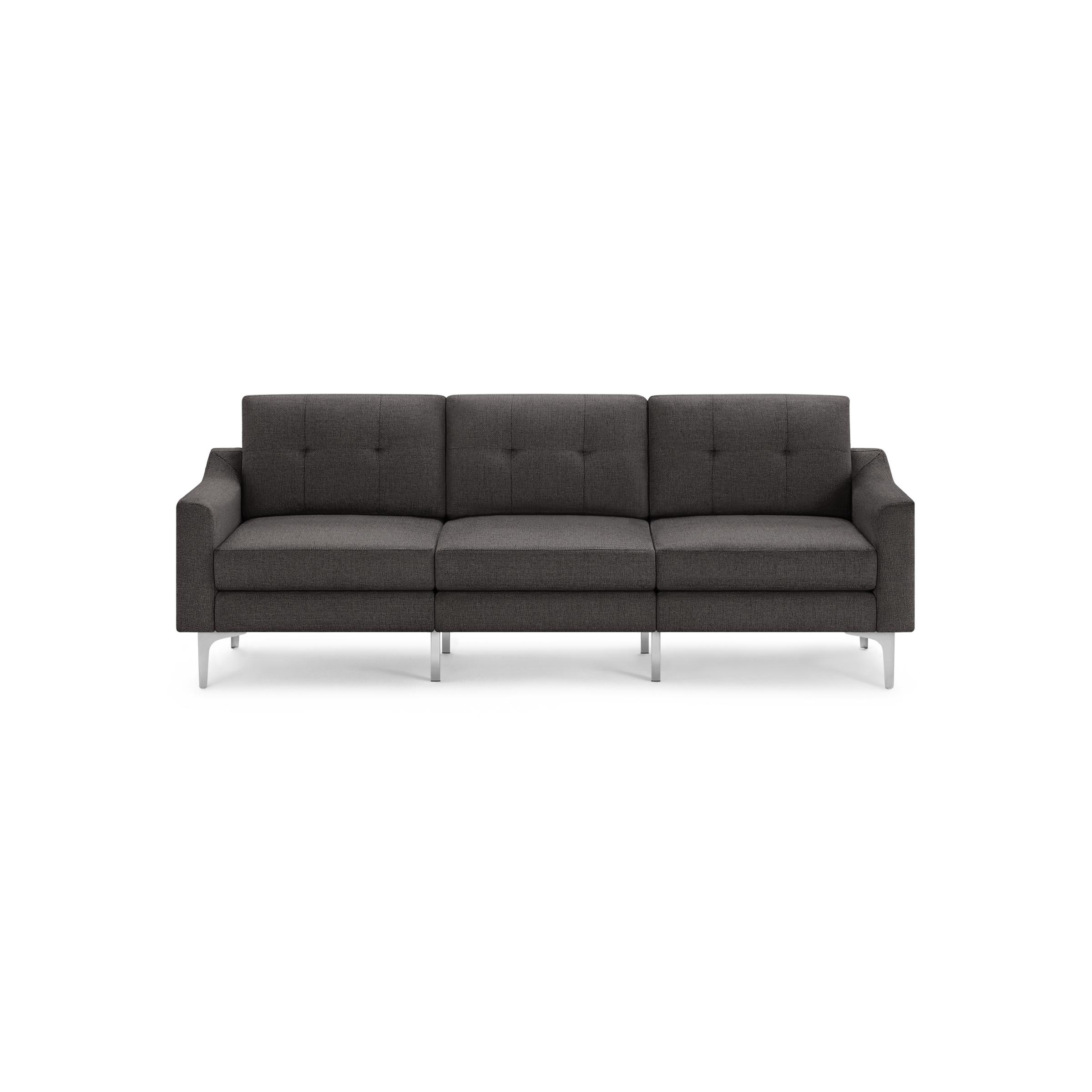 Nomad Sofa - Heather Charcoal - Performance Chenille / Chrome - Metal / Slope - Image 0