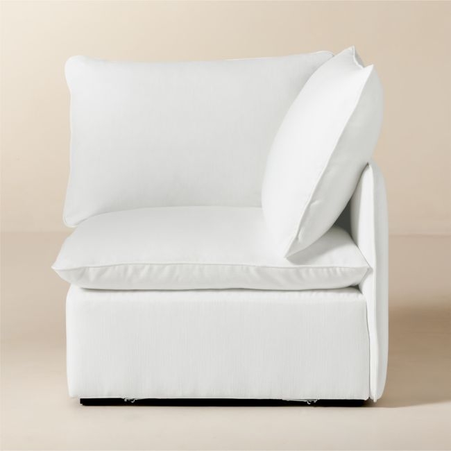 Lumis Snow White Performance Fabric Standard Depth Corner Chair - Image 0