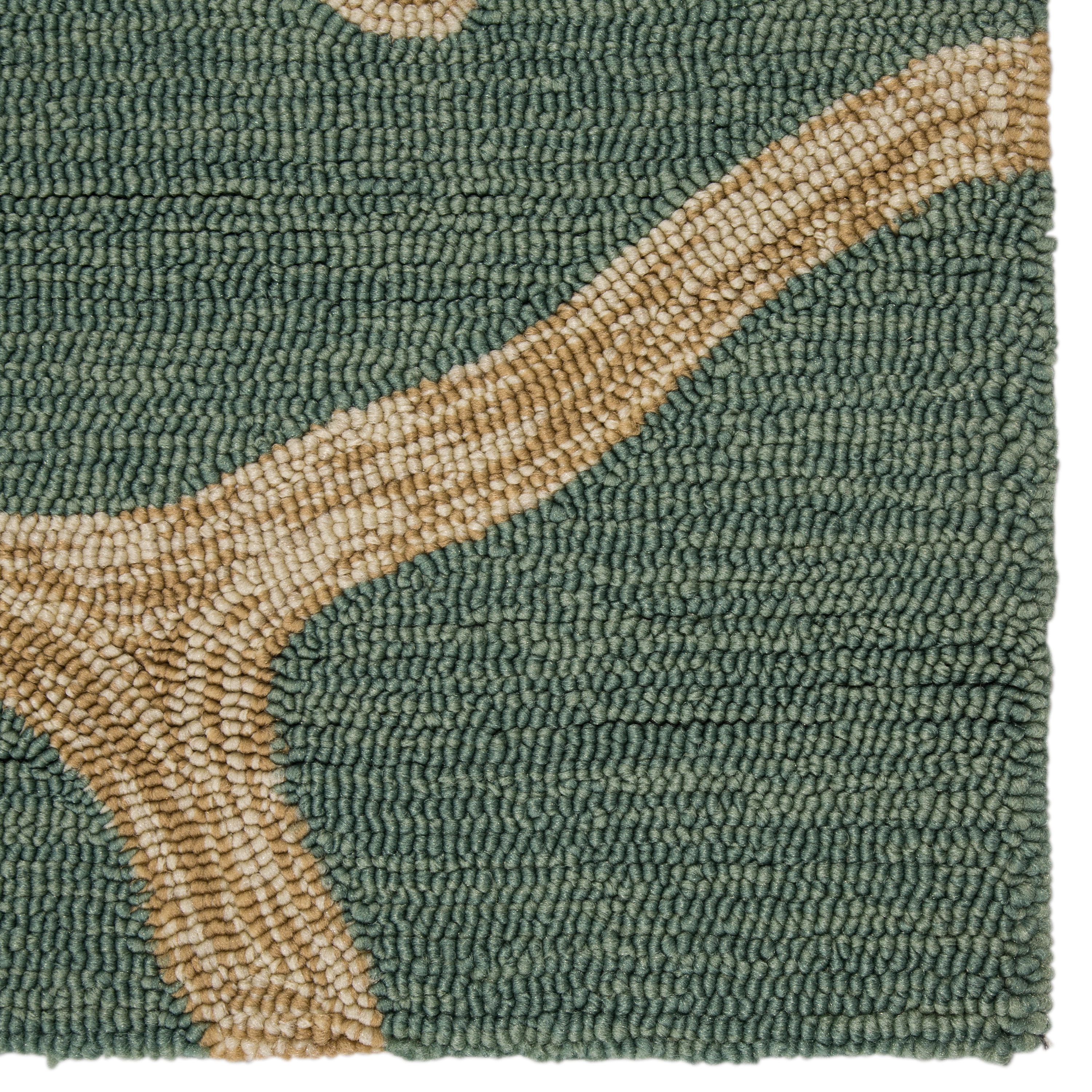 Coral Indoor/ Outdoor Abstract Teal/ Tan Area Rug (5' X 7'6") - Image 3