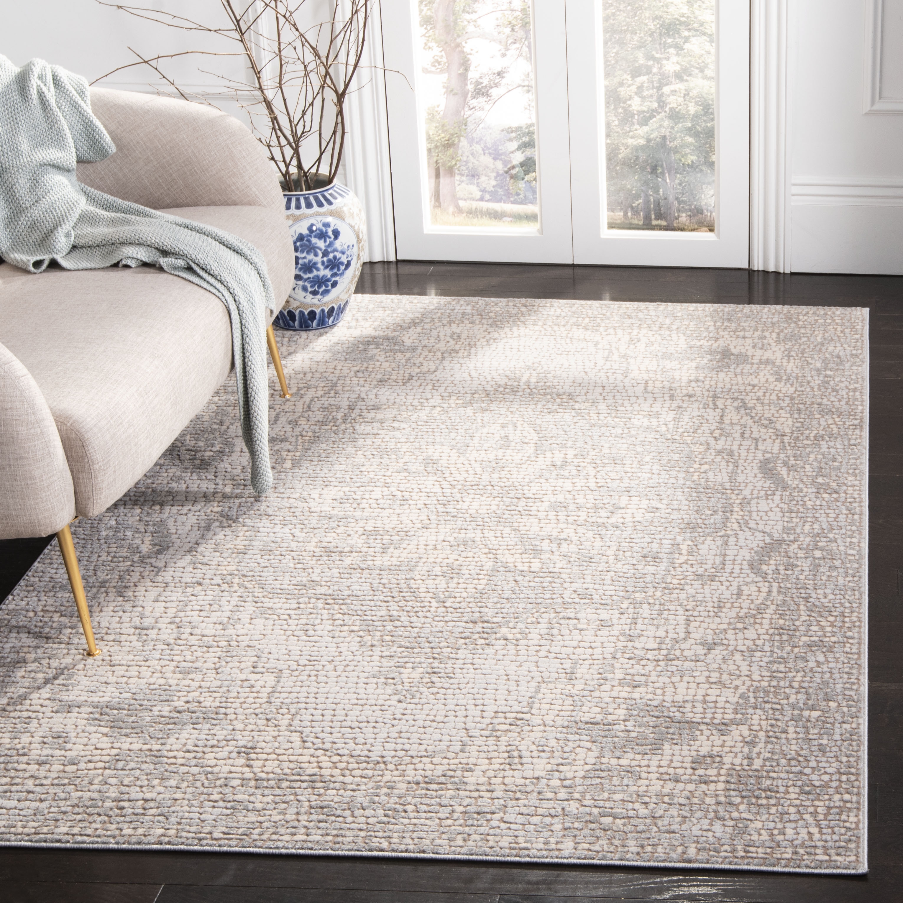Arlo Home Woven Area Rug, MAR412G, Silver/Ivory,  4' X 6' - Image 1