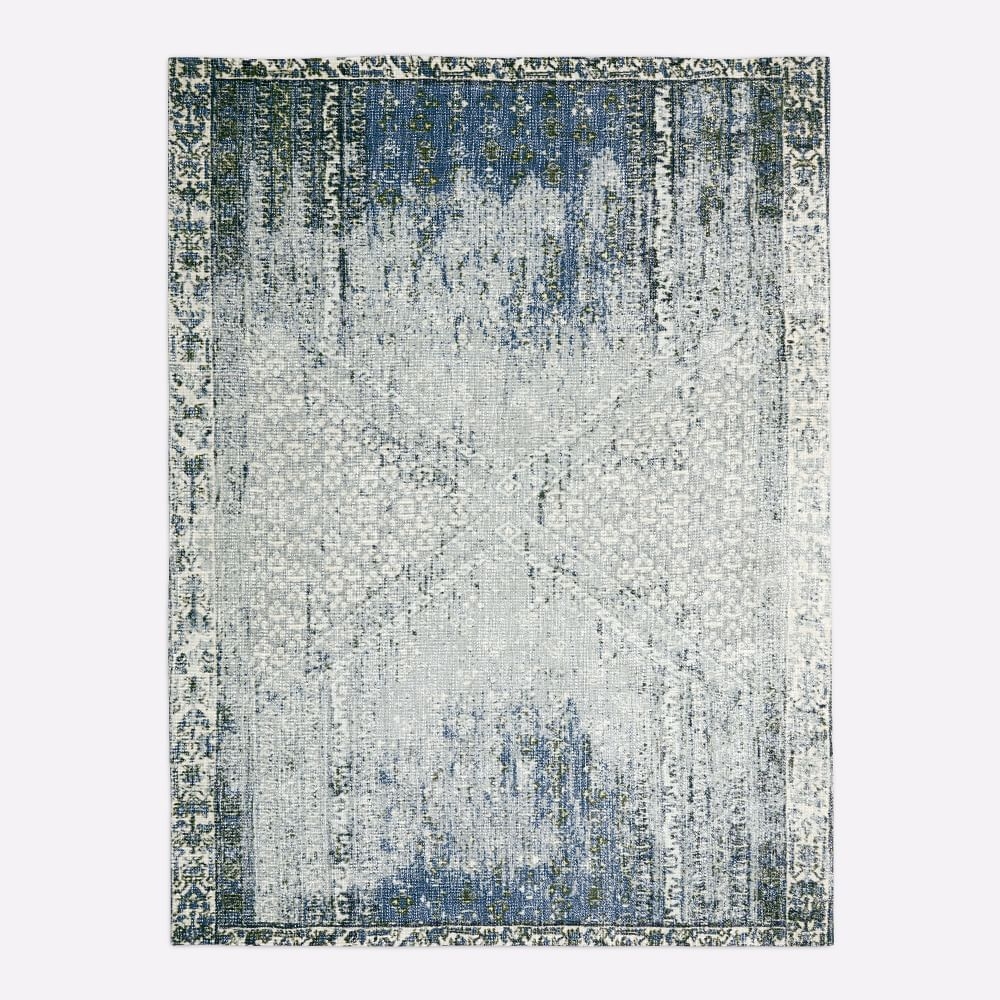 Distressed Ensi Rug, 8x10, Blue Stone - Image 0