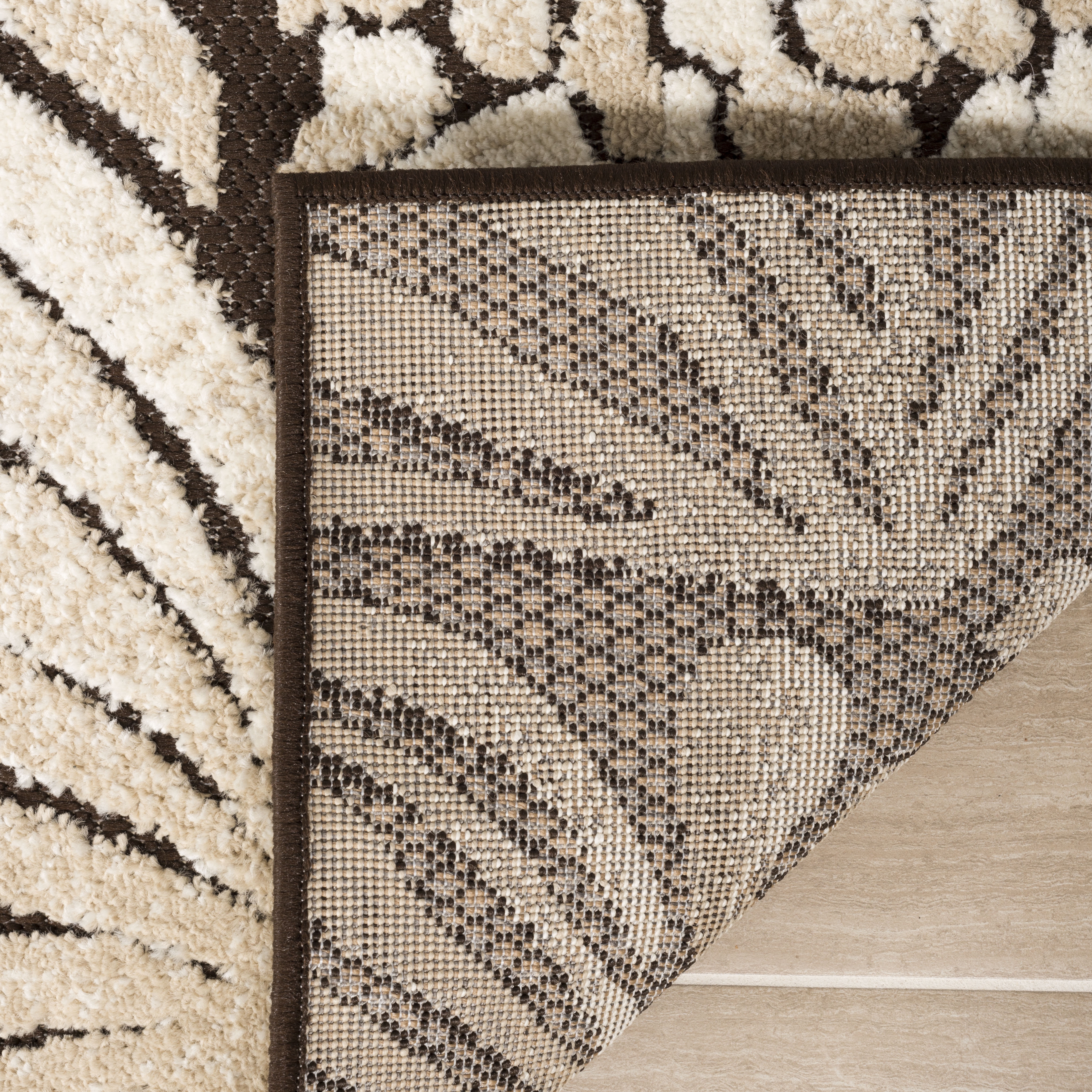 Arlo Home Indoor/Outdoor Woven Area Rug, MNR155D, Brown,  8' X 11' 2" - Image 3