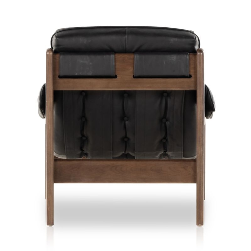 Halston Tufted Black Leather Accent Chair - Image 3