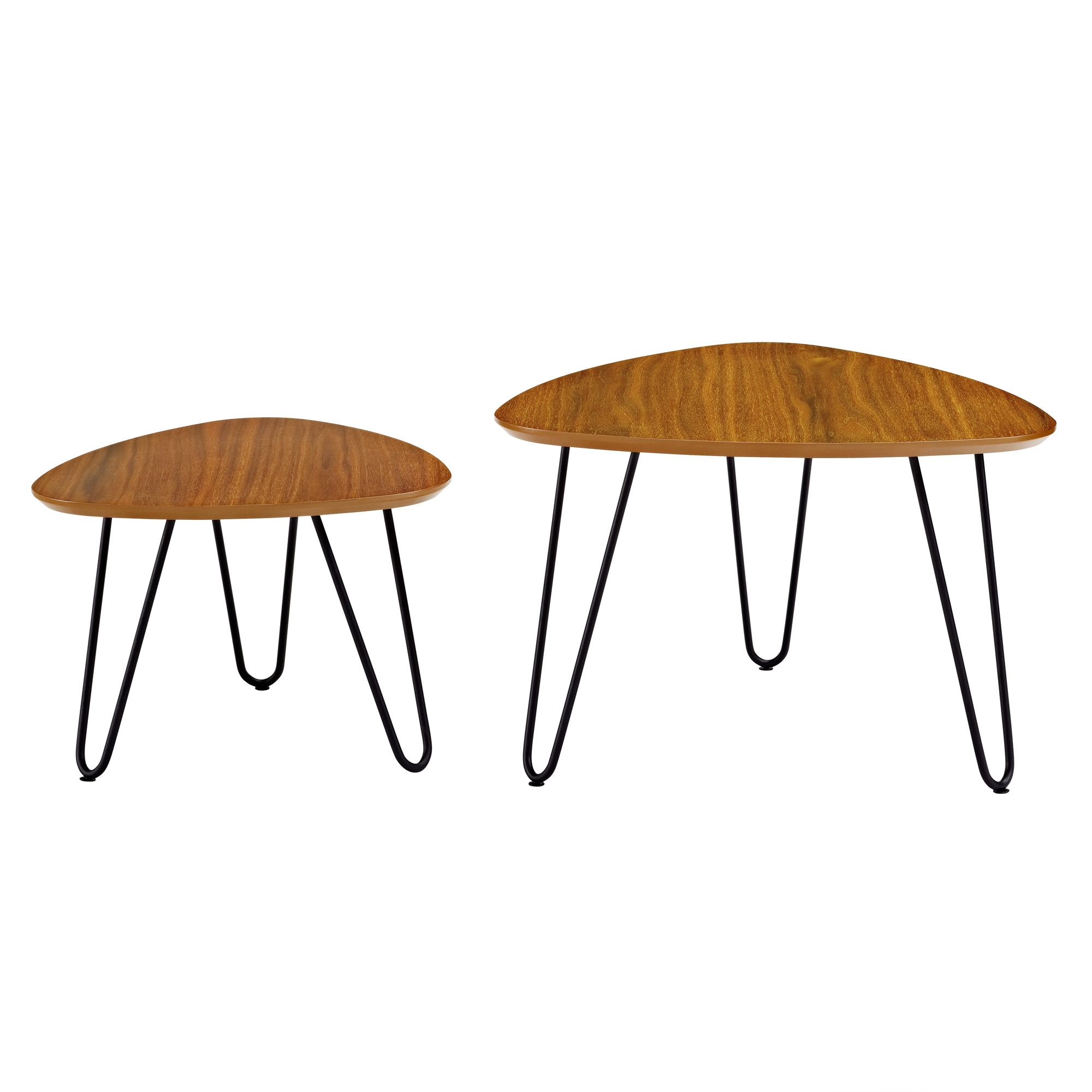 Guitar Pick Hairpin Leg Mid Century Modern Nesting Coffee Table Set - Walnut - Image 1