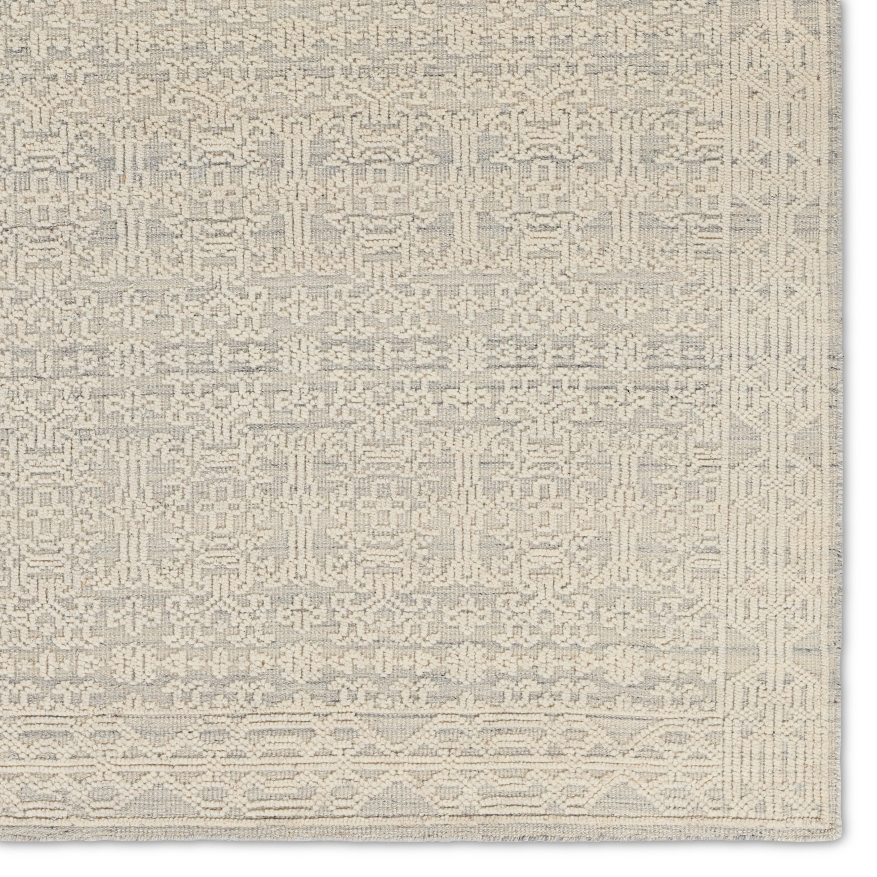 Ria Hand-Knotted Damask Cream/ Blue Area Rug (10'X14') - Image 3